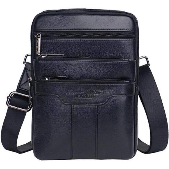 Small Leather Sling Shoulder Bag Messenger Pack Men Mens Outdoor Travel Business